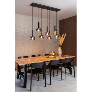 Lampa wisząca szklane kule na listwie Marius VII 130cm szary dymiony / czarny Lucide