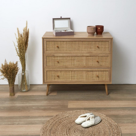 Komoda Bali Intesi: Boho styl, 3 szuflady, 90x39cm - Kup Teraz!