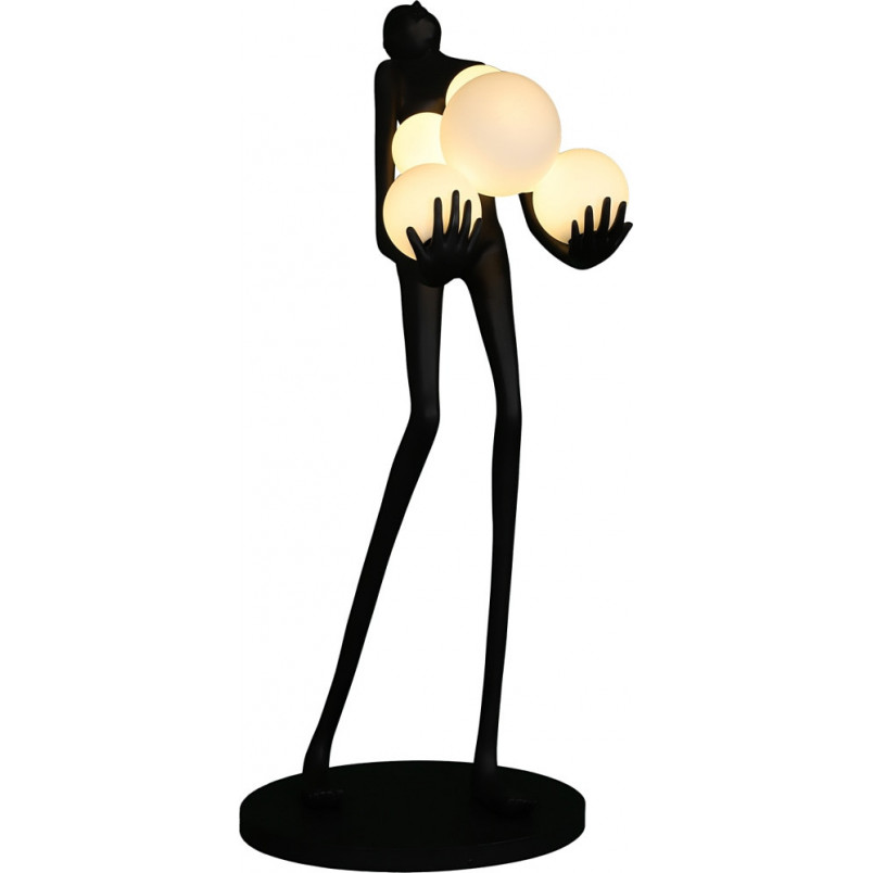 Lampa podłogowa Woman | Designerska lampa stojąca biało-czarna