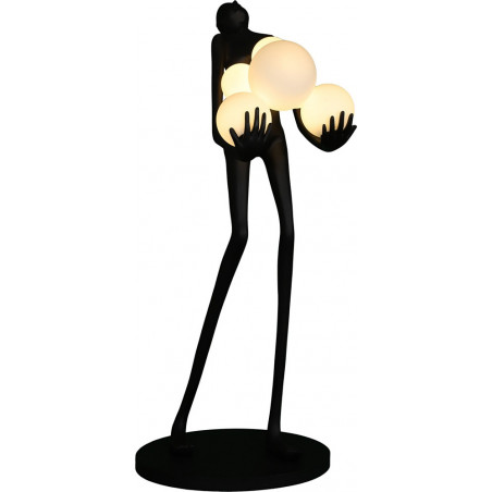 Lampa podłogowa Woman | Designerska lampa stojąca biało-czarna