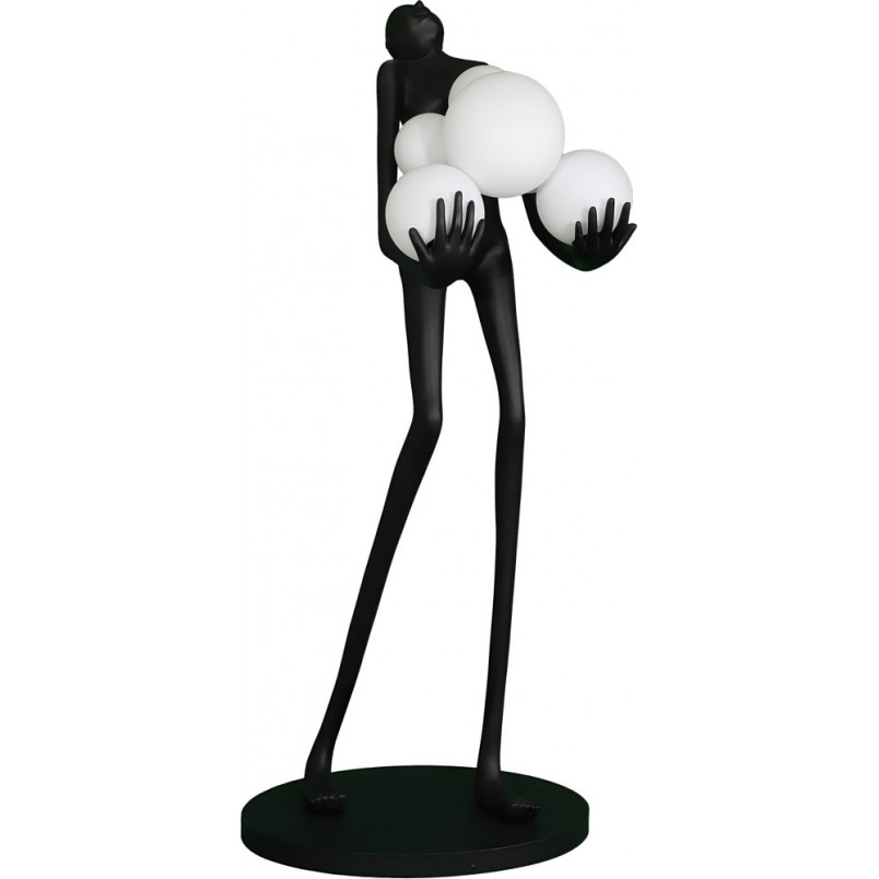 Lampa podłogowa Woman | Designerska lampa stojąca biało-czarna