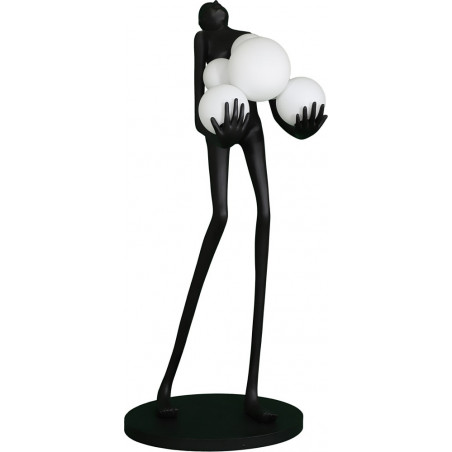 Lampa podłogowa Woman | Designerska lampa stojąca biało-czarna