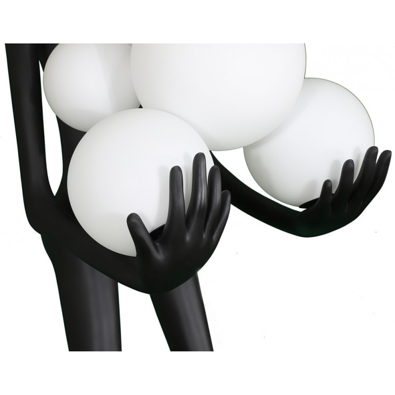 Lampa podłogowa Woman | Designerska lampa stojąca biało-czarna