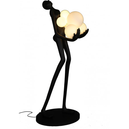 Lampa podłogowa Woman | Designerska lampa stojąca biało-czarna