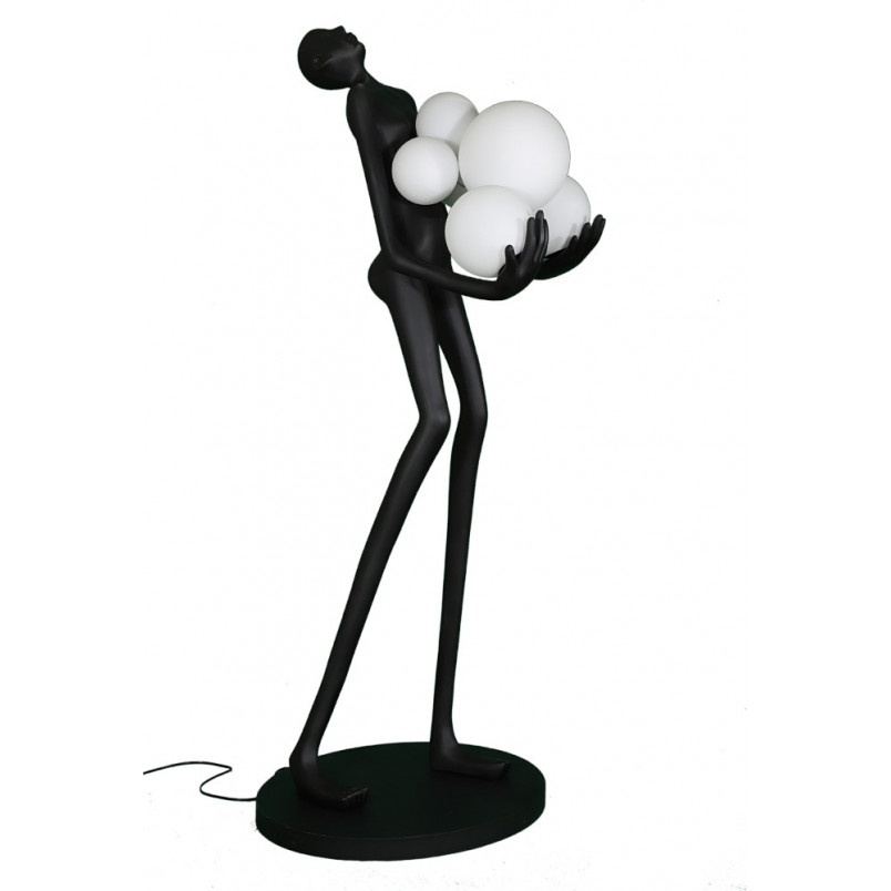 Lampa podłogowa Woman | Designerska lampa stojąca biało-czarna