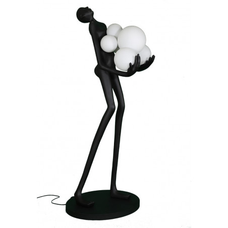 Lampa podłogowa Woman | Designerska lampa stojąca biało-czarna