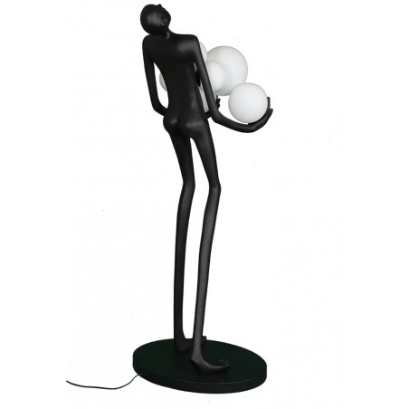 Lampa podłogowa Woman | Designerska lampa stojąca biało-czarna