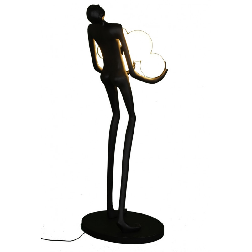 Lampa podłogowa Woman | Designerska lampa stojąca biało-czarna