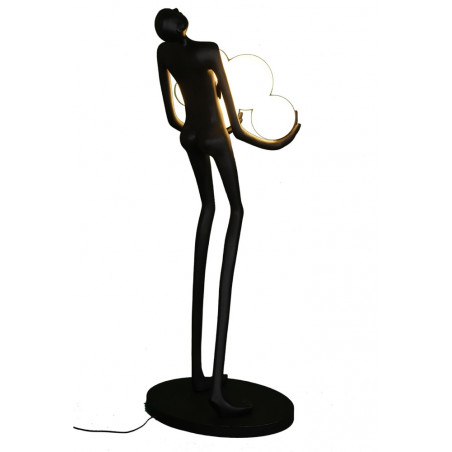 Lampa podłogowa Woman | Designerska lampa stojąca biało-czarna