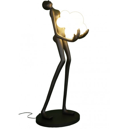 Lampa podłogowa Woman | Designerska lampa stojąca biało-czarna