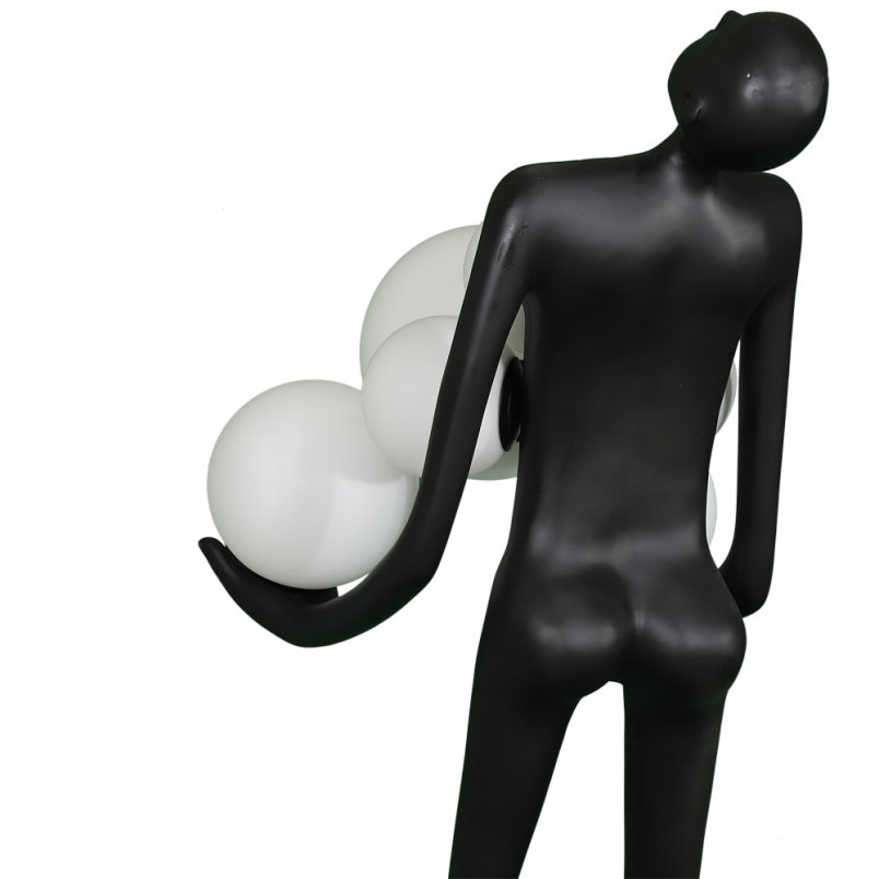 Lampa podłogowa Woman | Designerska lampa stojąca biało-czarna