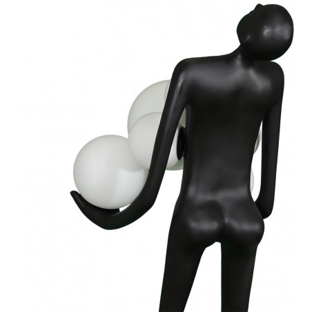 Lampa podłogowa Woman | Designerska lampa stojąca biało-czarna