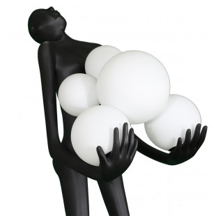 Lampa podłogowa Woman | Designerska lampa stojąca biało-czarna