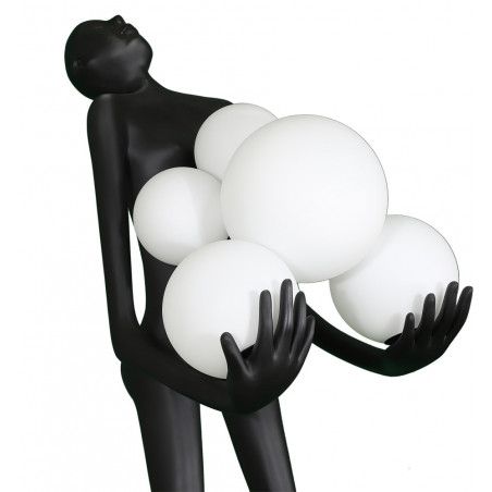 Lampa podłogowa Woman | Designerska lampa stojąca biało-czarna
