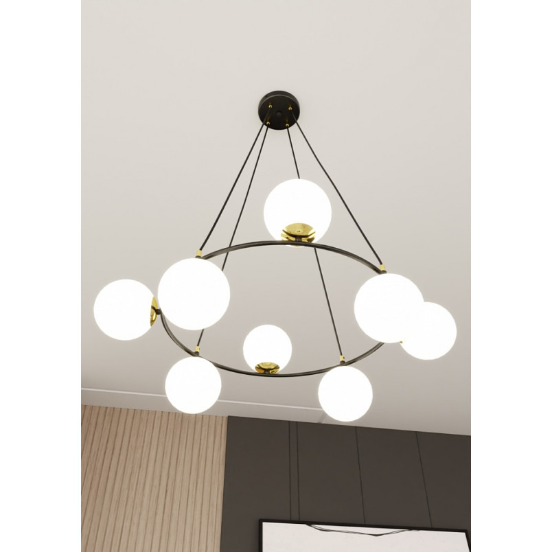 Lampa wisząca Azura VIII - szkło, kula, nowoczesny design | Emibig