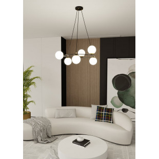 Lampa wisząca Azura VI | Szklane kule, biały/czarny | Emibig