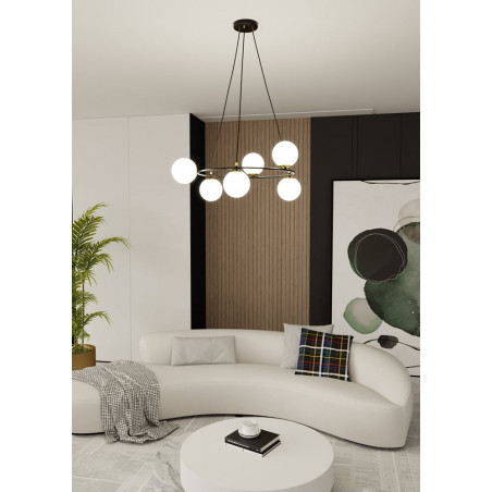 Lampa wisząca Azura VI | Szklane kule, biały/czarny | Emibig
