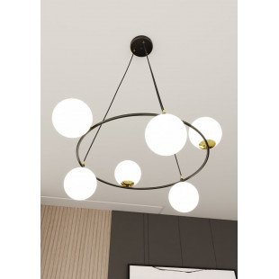 Lampa wisząca Azura VI | Szklane kule, biały/czarny | Emibig