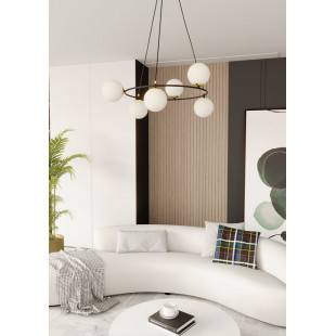 Lampa wisząca Azura VI | Szklane kule, biały/czarny | Emibig