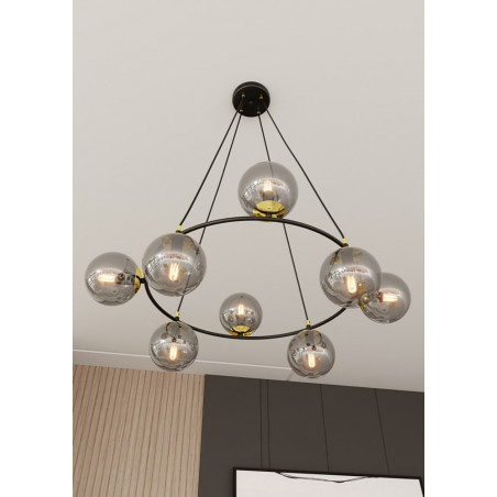 Lampa wisząca Azura VIII | Szklane kule, grafit - Emibig