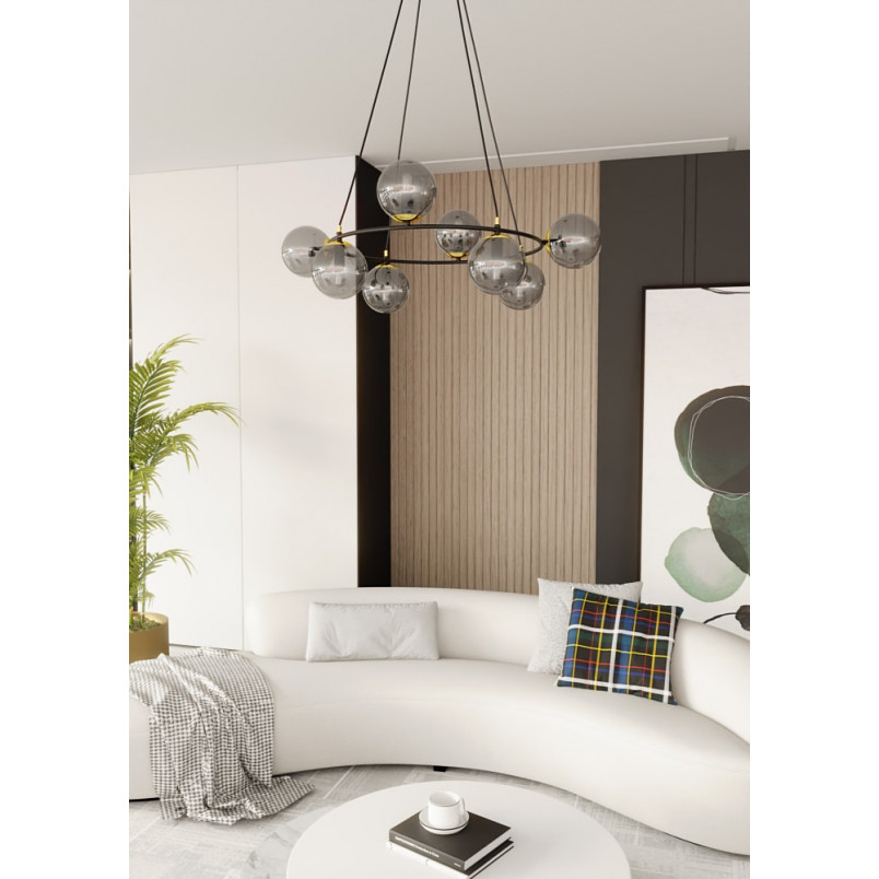 Lampa wisząca Azura VIII | Szklane kule, grafit - Emibig