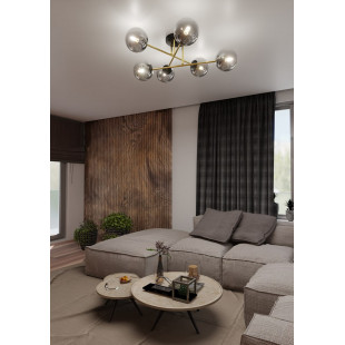 Lampa sufitowa 6 szklanych kul glamour Magnum 75cm grafit / złoty / czarny Emibig