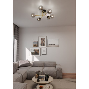 Lampa sufitowa 6 szklanych kul glamour Magnum 75cm grafit / złoty / czarny Emibig