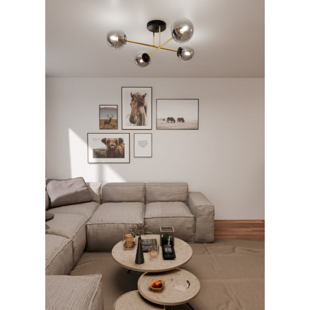 Lampa sufitowa Magnum - 4 szklane kule, glamour, Emibig