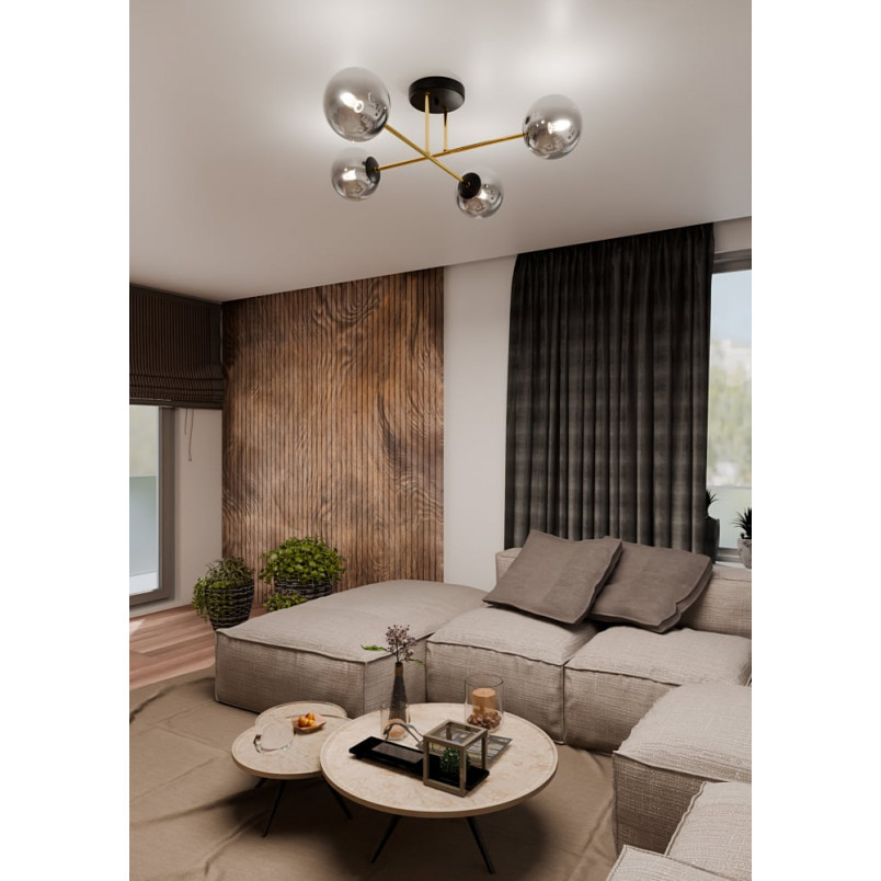 Lampa sufitowa Magnum - 4 szklane kule, glamour, Emibig
