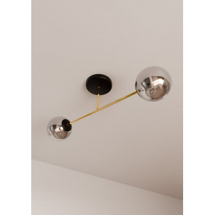 Lampa sufitowa 2 szklane kule glamour Magnum 55cm grafit / złoty / czarny Emibig