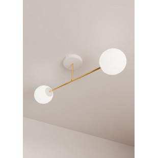 Lampa sufitowa 2 szklane kule glamour Magnum 55cm biały / złoty Emibig