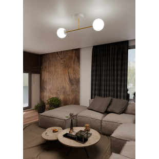 Lampa sufitowa 2 szklane kule glamour Magnum 55cm biały / złoty Emibig