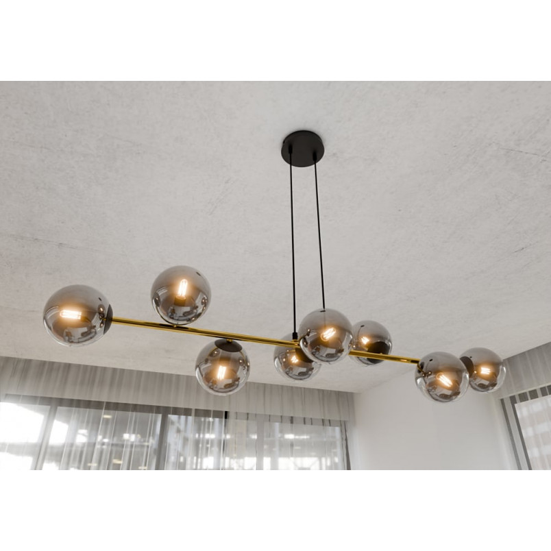 Lampa Gravity VIII - Szklane Kule, Grafit/Złoto | Emibig