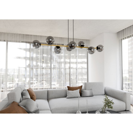 Lampa Gravity VIII - Szklane Kule, Grafit/Złoto | Emibig