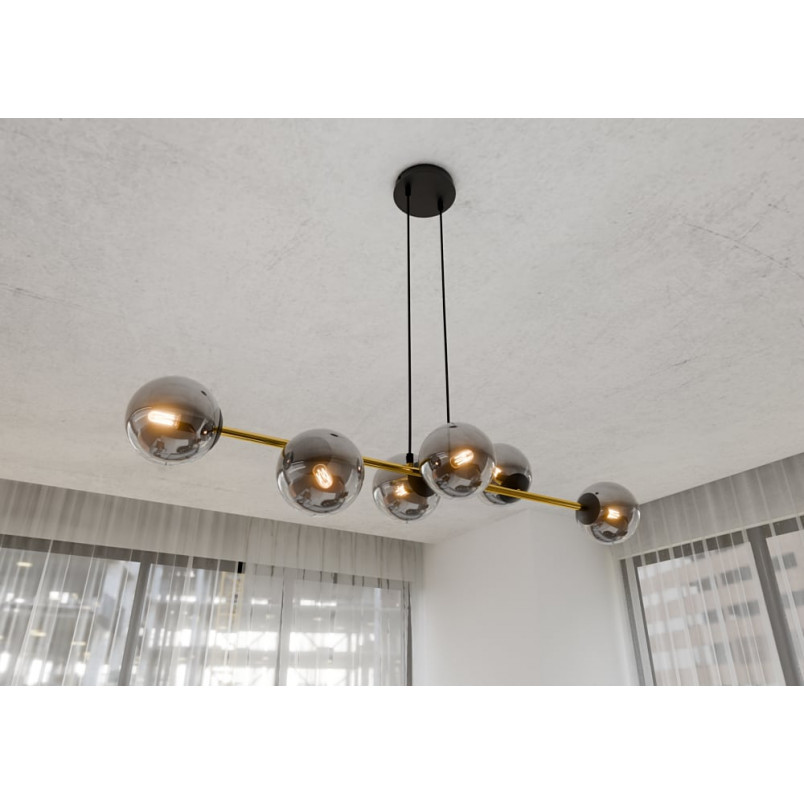 Lampa Gravity IV - Szklane Kule, Grafit/Złoto/Czarny | Emibig