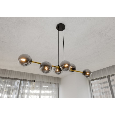 Lampa Gravity IV - Szklane Kule, Grafit/Złoto/Czarny | Emibig
