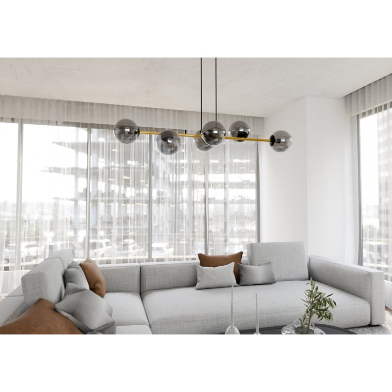 Lampa Gravity IV - Szklane Kule, Grafit/Złoto/Czarny | Emibig