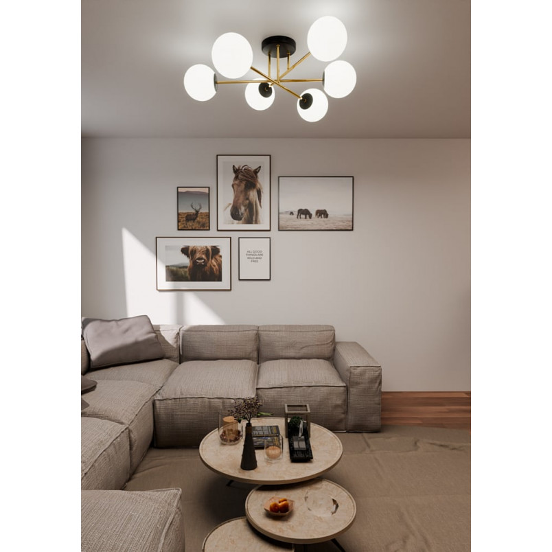 Lampa sufitowa Magnum | 6 szklanych kul, glamour | Emibig