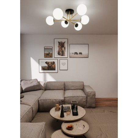 Lampa sufitowa Magnum | 6 szklanych kul, glamour | Emibig