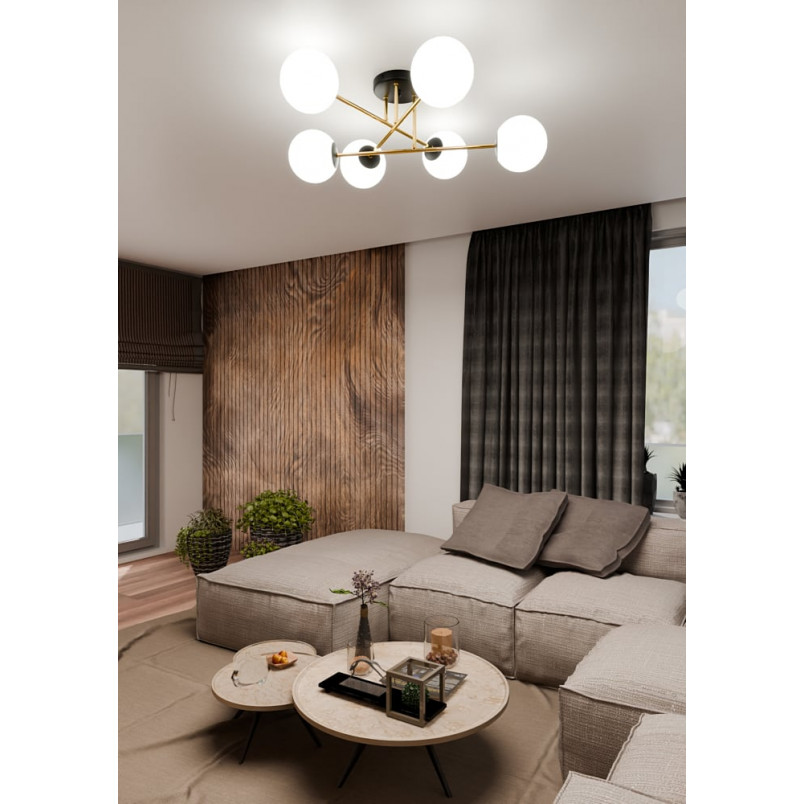Lampa sufitowa Magnum | 6 szklanych kul, glamour | Emibig