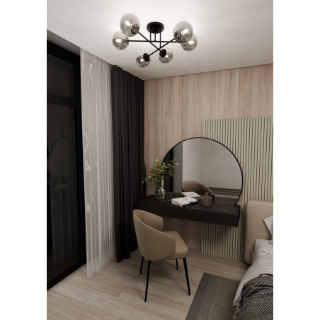 Lampa sufitowa 6 szklanych kul Roma 75cm biało-grafitowa Emibig