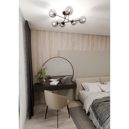 Lampa sufitowa 6 szklanych kul Roma 75cm biało-grafitowa Emibig