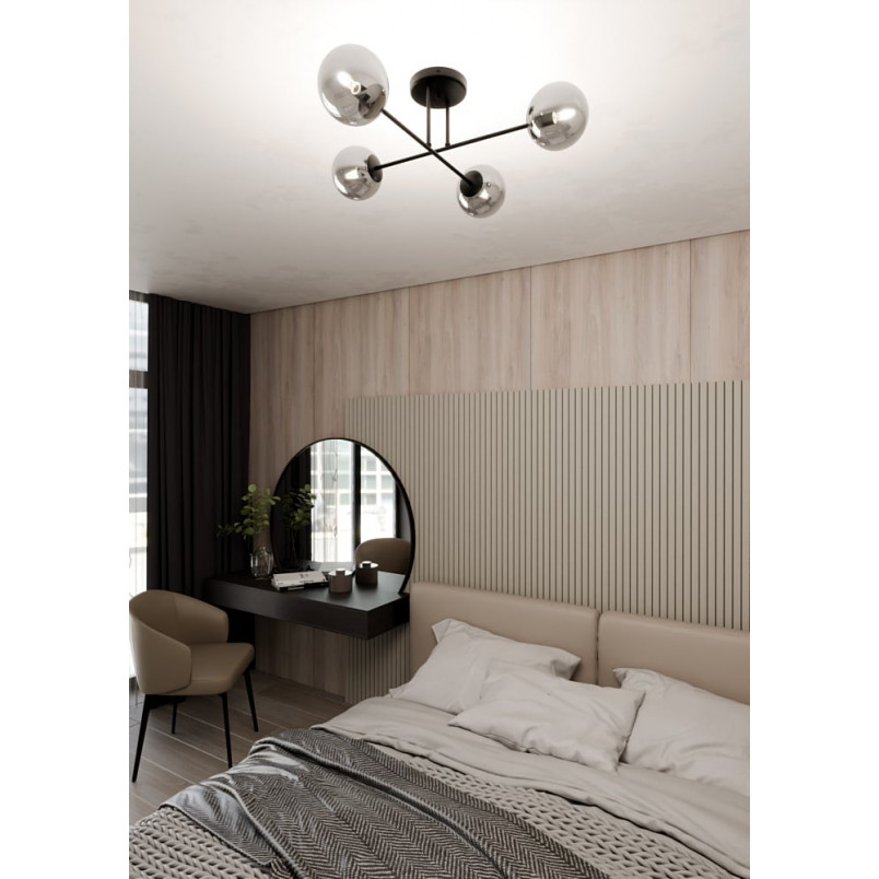 Lampa Sufitowa Roma 4 Kule Szklane - Emibig | Grafitowa