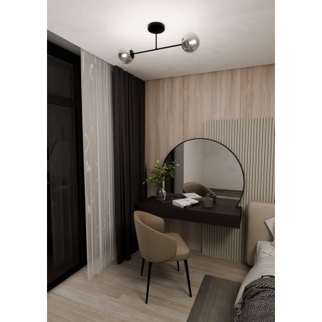 Lampa sufitowa 2 szklane kule Roma 75cm biało-grafitowa Emibig