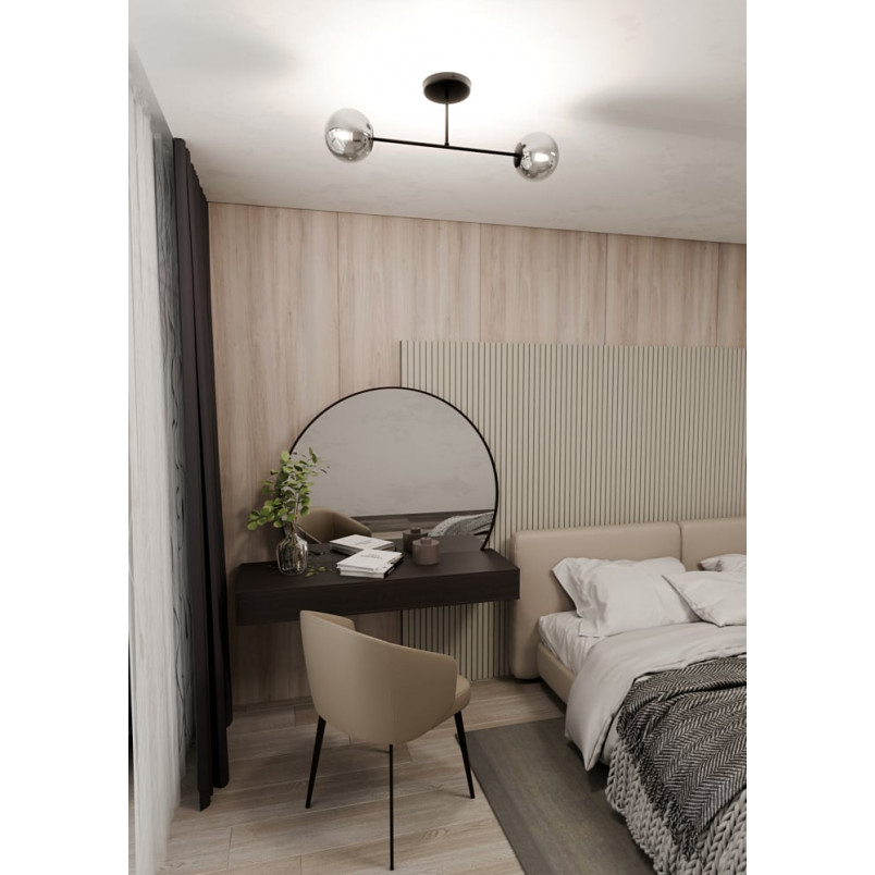 Lampa sufitowa 2 szklane kule Roma 75cm biało-grafitowa Emibig