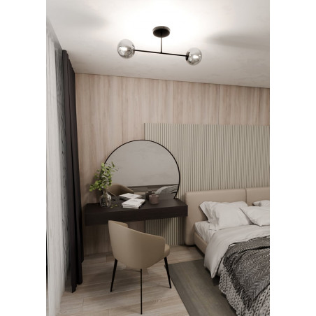Lampa sufitowa 2 szklane kule Roma 75cm biało-grafitowa Emibig