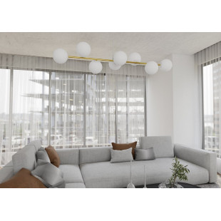 Lampa wisząca podłużna szklane kule Gravity VIII 140cm biały / złoty Emibig