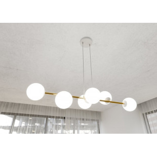 Lampa wisząca podłużna szklane kule Gravity IV 110cm biały / złoty Emibig