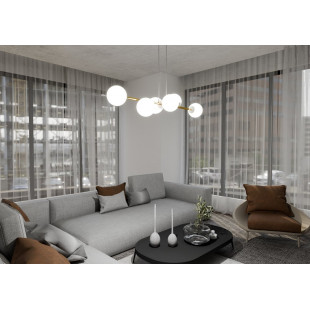 Lampa wisząca podłużna szklane kule Gravity IV 110cm biały / złoty Emibig