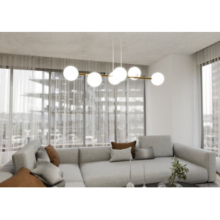 Lampa wisząca podłużna szklane kule Gravity IV 110cm biały / złoty Emibig